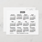 2026 Witte Mini-kalender van Janz Briefkaart (Voorkant / Achterkant)