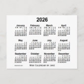 2026 Witte Mini-kalender van Janz Briefkaart (Voorkant)