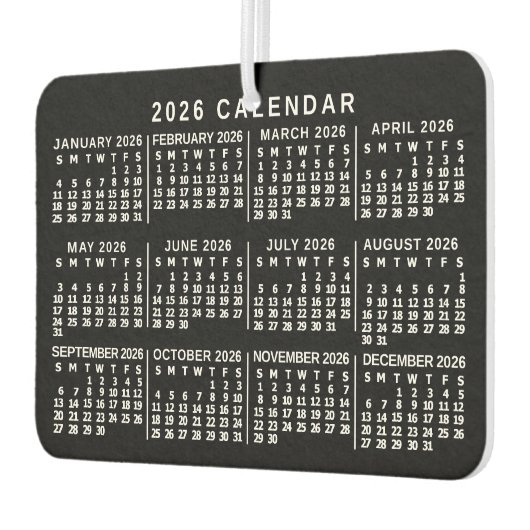 2026 Year Monthly Calendar Classic Black and White Luchtverfrisser (Links)
