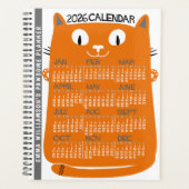 2026 Year Monthly Calendar Mid-Century Orange Cat (Devant)