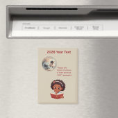 2026 Year Text Girl Reading Magneet (Insitu (Vaatwasser))