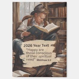 2026 Year Text Man Reading Magneet