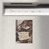 2026 Year Text Man Reading Magneet (Insitu (Vaatwasser))