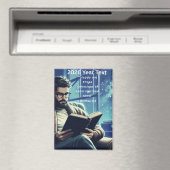 2026 Year Text Man Reading Magneet (Insitu (Vaatwasser))