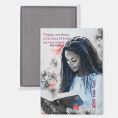 2026 Year Text Woman Reading Magneet (Voorkant / Achterkant)