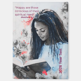 2026 Year Text Woman Reading Magneet