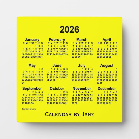 2026 Yellow Desk Calendar van Janz Fotoplaat (Voorkant)