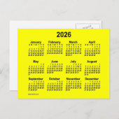 2026 Yellow Mini Calendar van Janz Briefkaart (Voorkant / Achterkant)