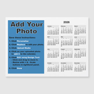 2026 Your photo 5x7 Mini Calendar Magnet Template