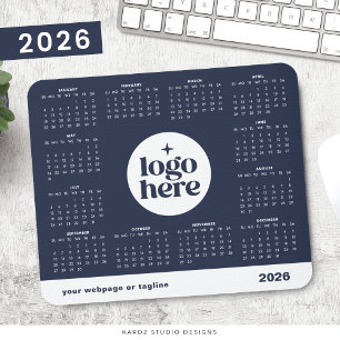 2026 Zakelijk Logo Navy Blauwe Kalender voor het h Muismat