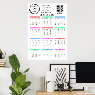2026 Zakelijk Uw Logo QR Agenda Kleurrijk Moder Poster