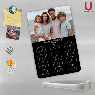 2026 Zwart Moderne Gepersonaliseerde Fotokalender Magneet