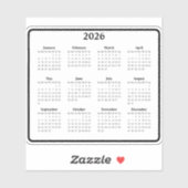 2026 Zwart-wit kalender Sticker (Vel)
