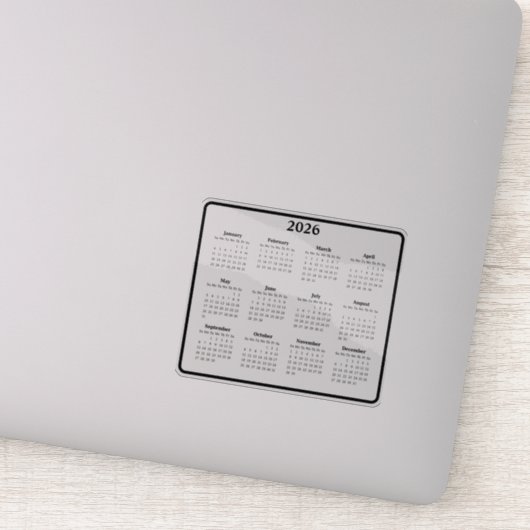 2026 Zwart-wit kalender Sticker (Detail)