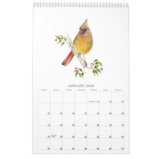 2026Achtertuin Vogels in Waterverf Kalender