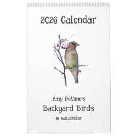 2026Achtertuin Vogels in Waterverf Kalender