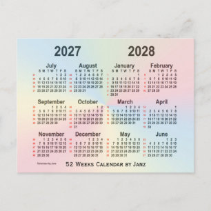 2027-2028 Rainbow 52-weekagenda van Janz Briefkaart