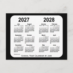 2027-2028 Schoolkalender voor zwart-wit door Janz Briefkaart