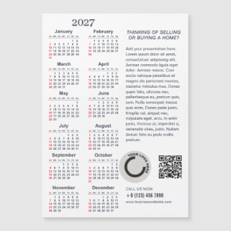 2027 Agenda Bedrijfslogo QR Code Magnetische Kaart