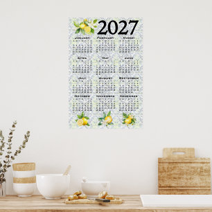 2027 Agenda Citroenen Italiaanse Mediterrane Tegel Poster