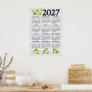 2027 Agenda Citroenen Italiaanse Mediterrane Tegel Poster