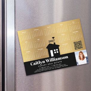 2027 Agenda Goud Realtor Foto QR Code Magneet