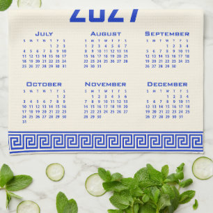 2027 Agenda, Griekse Fret, Grieks Blauw op Cosmic Theedoek