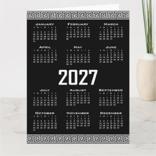 2027 Agenda, Griekse Fret, Wit op Zwart Kaart