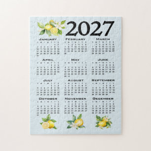 2027 Agenda Italiaanse stijl citroenen blauwe acht Legpuzzel