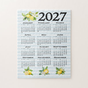 2027 Agenda Italiaanse Stijl Citroenen Blauwe Stre Legpuzzel