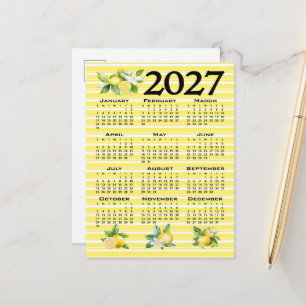 2027 Agenda Italiaanse Stijl Citroenen Gele Strepe Briefkaart