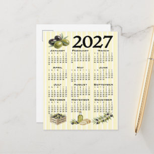 2027 Agenda, Mediterrane Olijven Gele Strepen Briefkaart