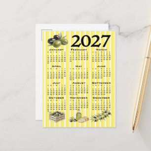2027 Agenda, Mediterrane Olijven Gele Strepen Briefkaart