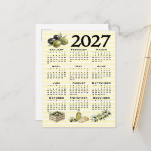 2027 Agenda, Mediterrane Olijven Gele Strepen Briefkaart