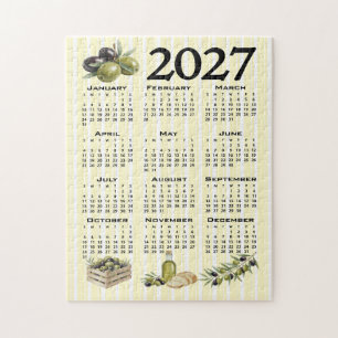 2027 Agenda, Mediterrane Olijven Gele Strepen Legpuzzel