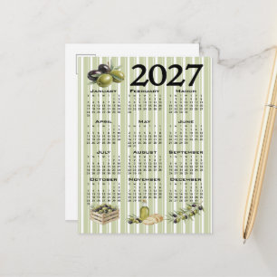 2027 Agenda, Mediterrane Olijven, Groene Strepen Briefkaart
