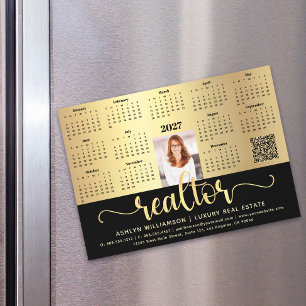 2027 Agenda Realtor Zwart Goud QR Code Magneet