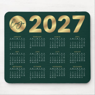 2027 Agenda Smaragdgroen & Goud Zakelijk Logo Muismat