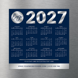 2027 Agenda Zakelijk Bedrijfslogo Navy & Zilver