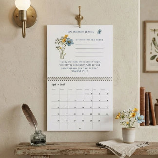 2027 Bijbelvers met maandelijkse intentie Wilde bl Kalender