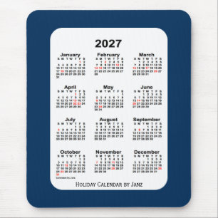 2027 Blauwe agenda van de vakantiegolf van de vaka Muismat