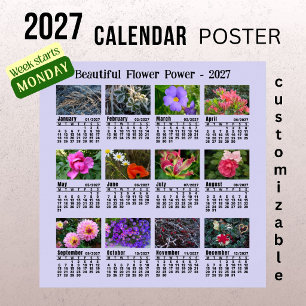 2027 Bloemen Foto Agenda - Maandag Week Poster