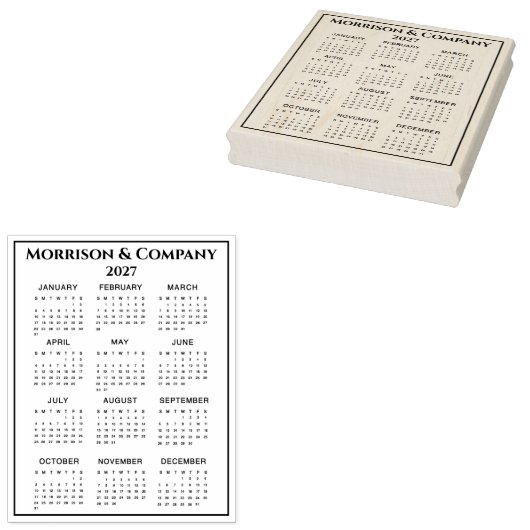 2027 Calendar #3 Four Rows, Three Columns, Name Rubberstempel (Gestempeld)