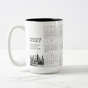 2027 Chicago Silhouet Minimalistisch Bureaublad De Tweekleurige Koffiemok