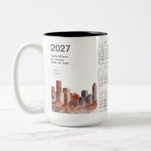 2027 Denver Silhouet Zakelijk Logo Minimalistisch Tweekleurige Koffiemok