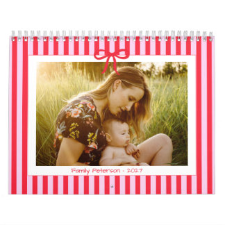 2027 familie rode strepen strik trendy stijlvol  kalender