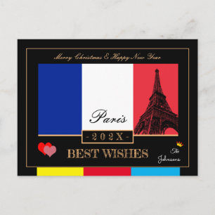 2027 Franse Vlag & Eiffeltoren Gelukkig Nieuwjaar, Briefkaart