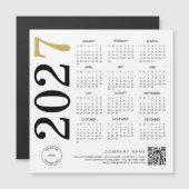 2027 Goud Witte Kalender Logo QR Code Zakelijk (Voorkant / Achterkant)