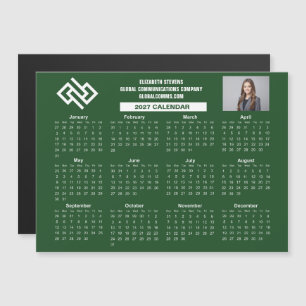 2027 Groene Zakelijke Kalender Aangepaste Magneet