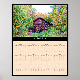 2027 Herfst Schuur Muurkalender - Rustieke Herfst Poster